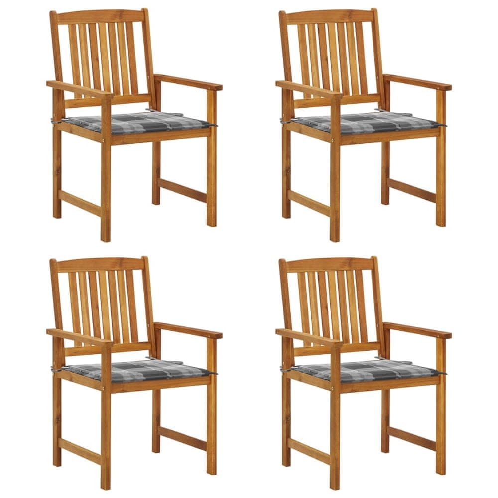 Vidaxl Režisérske stoličky s podložkami 4 ks masívne akáciové drevo
